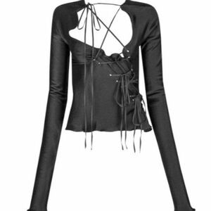 Gucci tom ford FW 2002 black runway corset top